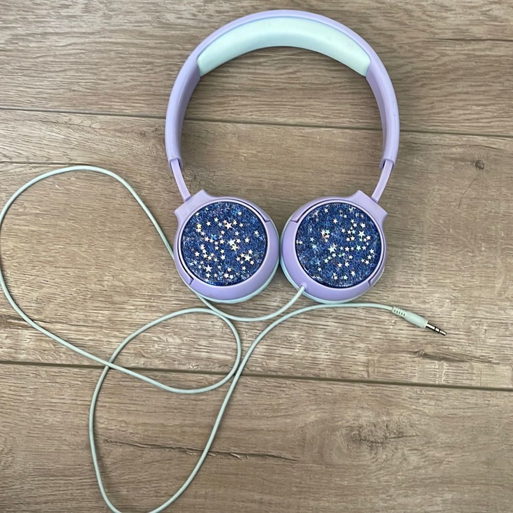 Blue purple shiny star headphones
